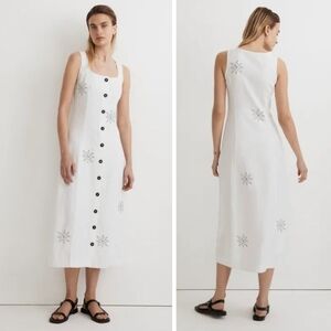 New! Madewell Button Front Midi Dress in 100% Linen